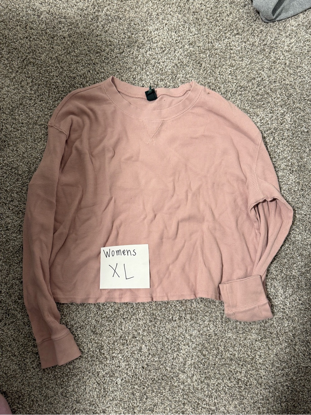 wild fable Blush Pink Ribbed Long-Sleeve Crop Sweatshirt